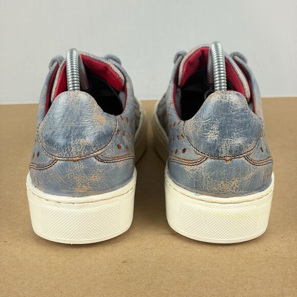 Bed Stu Lyne Perforated Leather Sneakers Womens 7 Blue Red Low Top Lace Up - Picture 4 of 10